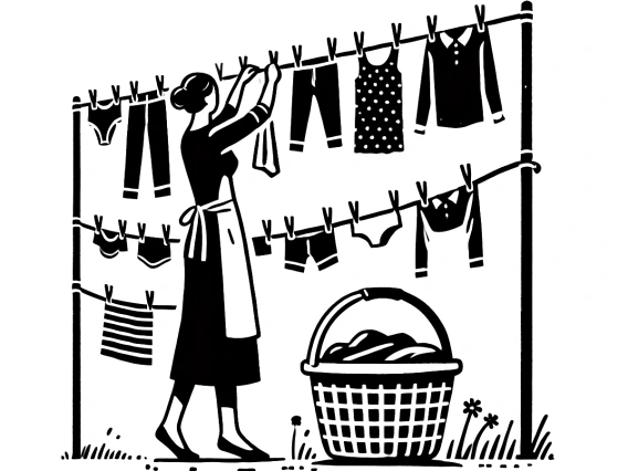 woman hanging laundry